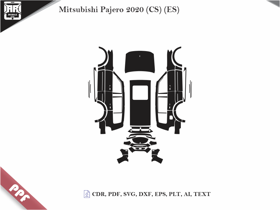 Mitsubishi Pajero 2020 Car Body PPF Cutting Template