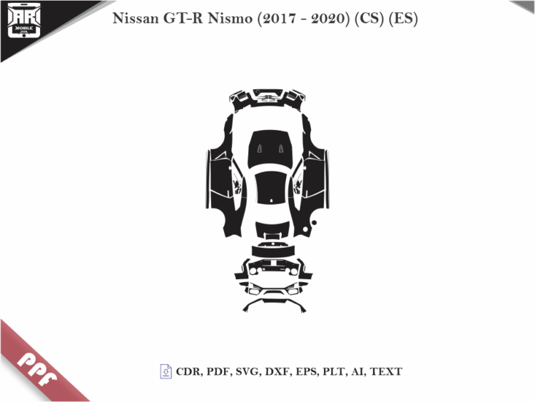 Nissan GT-R Nismo (2017 - 2020) Car Body PPF Cutting Template