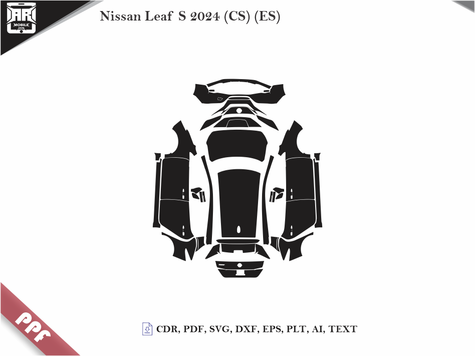 Nissan Leaf S 2024 Car Body PPF Cutting Template