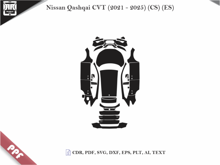 Nissan Qashqai CVT (2021 – 2025) (CS) (ES) Full Car Body PPF Cutting Template