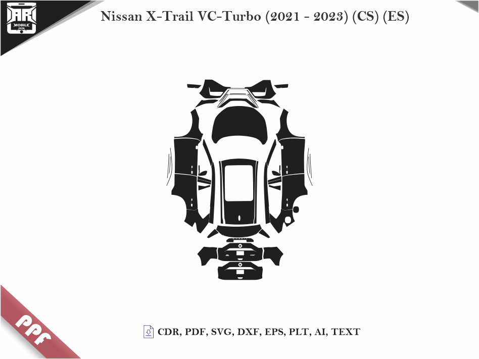 Nissan X-Trail VC-Turbo (2021 - 2023) Car Body PPF Cutting Template