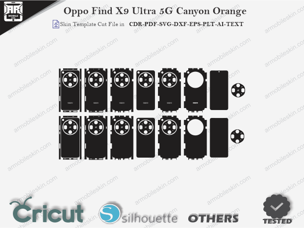 Oppo Find X9 Ultra 5G Canyon Orange Skin Template Vector