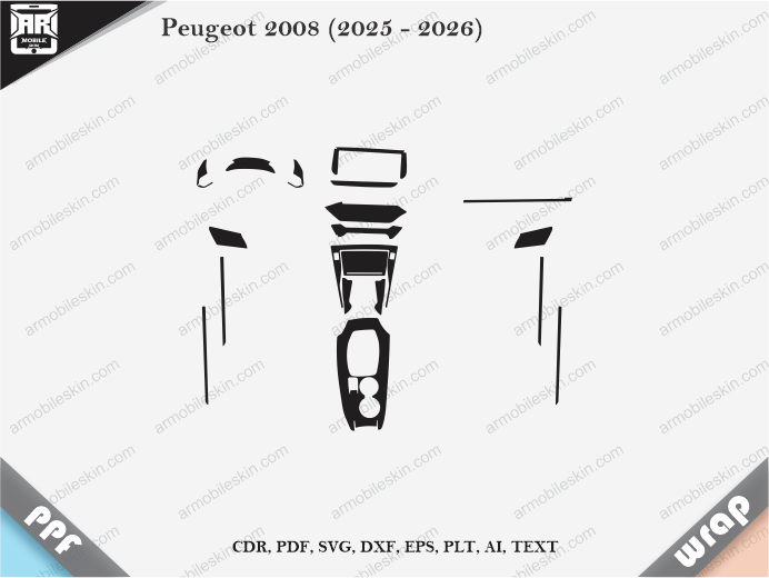 Peugeot 2008 (2025 – 2026) Car Interior PPF or Wrap Template