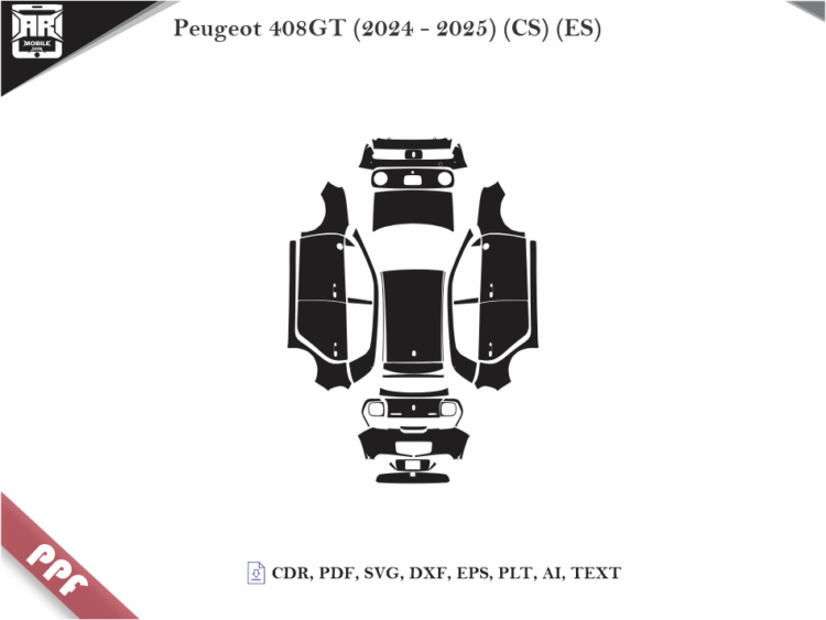 Peugeot 408GT (2024 – 2025) (CS) (ES) Full Car Body PPF Cutting Template