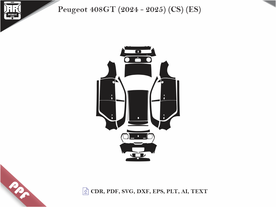 Peugeot 408GT (2024 - 2025) Car Body PPF Cutting Template