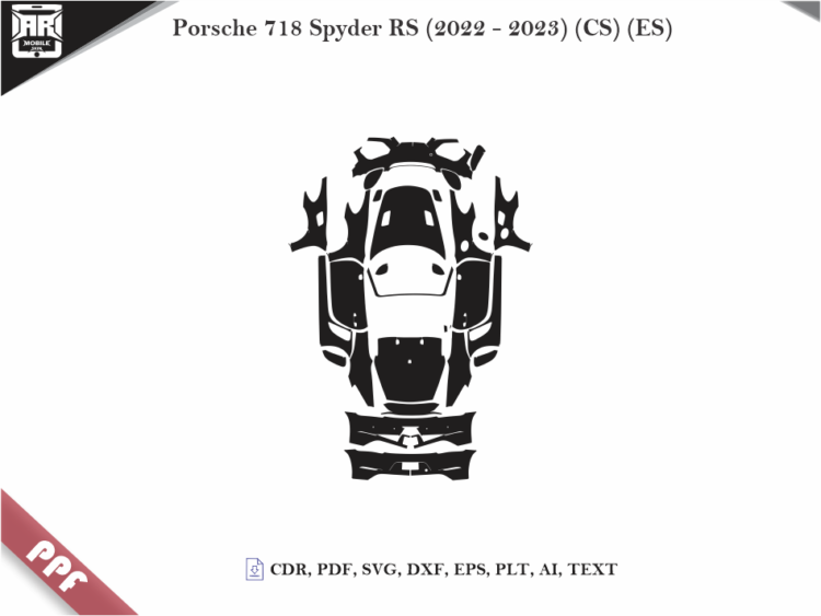 Porsche 718 Spyder RS (2022 – 2023) (CS) (ES) Full Car Body PPF Cutting Template