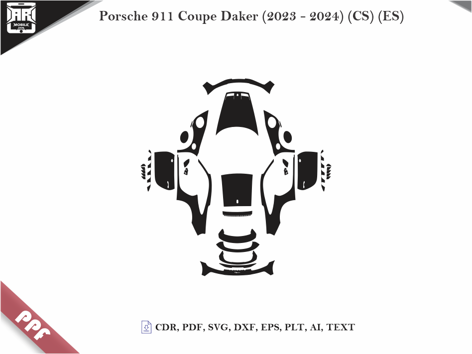 Porsche 911 Coupe Daker (2023 - 2024) Car Body PPF Cutting Template