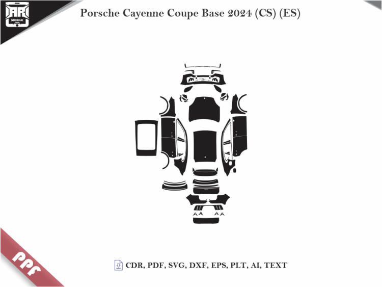 Porsche Cayenne Coupe Base 2024 (CS) (ES) Full Car Body PPF Cutting Template