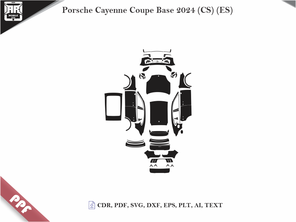 Porsche Cayenne Coupe Base 2024 Car Body PPF Cutting Template