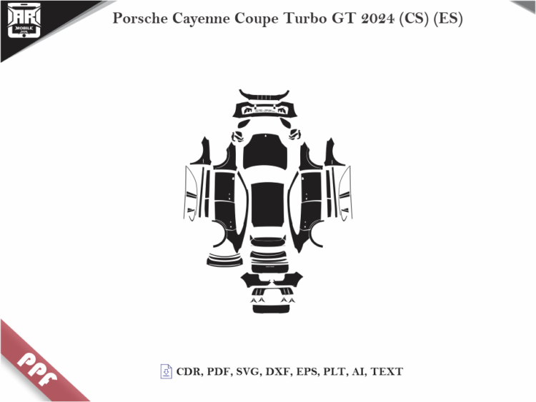 Porsche Cayenne Coupe Turbo GT 2024 (CS) (ES) Full Car Body PPF Cutting Template