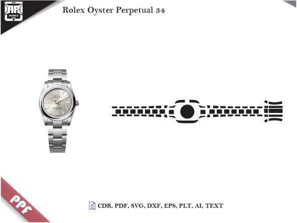 Rolex Oyster Perpetual 34 PPF Cut Template Vector