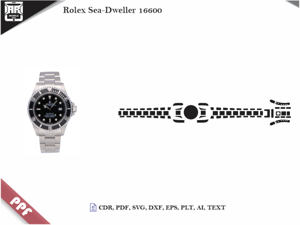 Rolex Sea-Dweller 16600 PPF Cut Template Vector