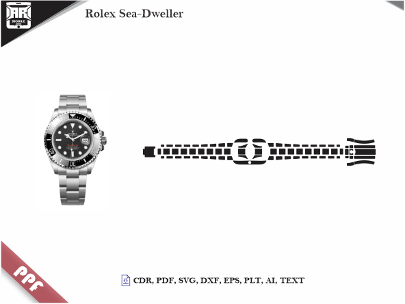 Rolex Sea-Dweller PPF Cut Template Vector