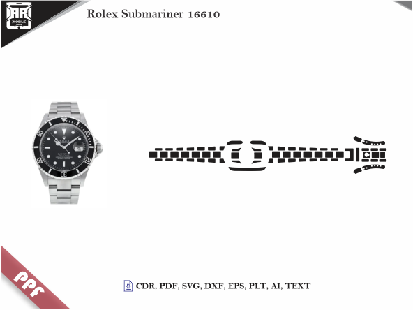 Rolex Submariner 16610 PPF Cut Template Vector