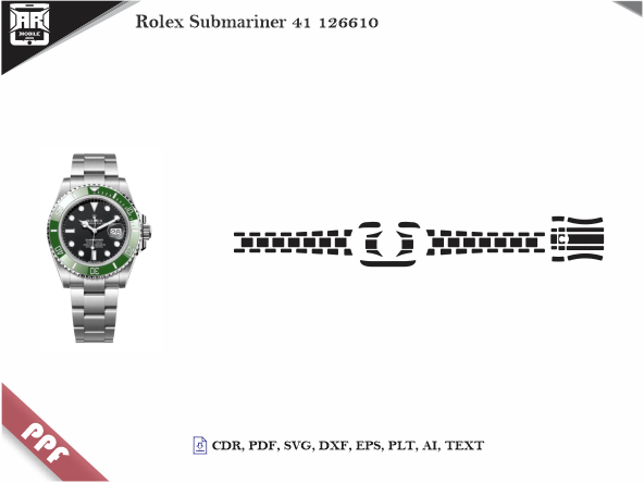 Rolex Submariner 41 126610 PPF Cut Template Vector