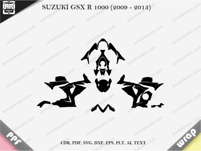 SUZUKI GSX R 1000 (2009 - 2013) Wrap Vinyl Template Vector