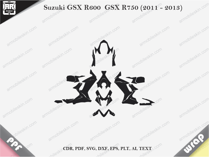 Suzuki GSX R600 GSX R750 (2011 - 2013) Wrap Vinyl Template Vector