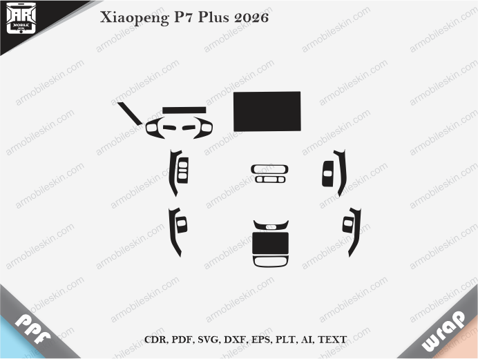 Xiaopeng P7 Plus 2026 Car Interior PPF or Wrap Template
