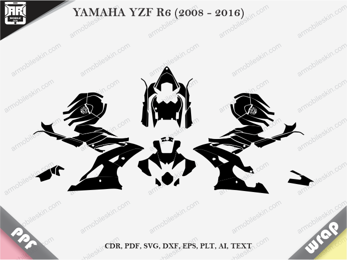 YAMAHA YZF R6 (2008 - 2016) Wrap Vinyl Template Vector