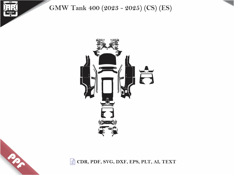 GMW Tank 400 (2023 - 2025) (CS) (ES) Car Body PPF Cutting Template