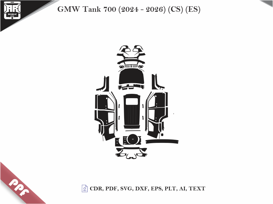 GMW Tank 700 (2024 - 2026) (CS) (ES) Car Body PPF Cutting Template