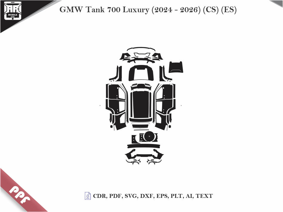 GMW Tank 700 Luxury (2024 - 2026) (CS) (ES) Car Body PPF Cutting Template