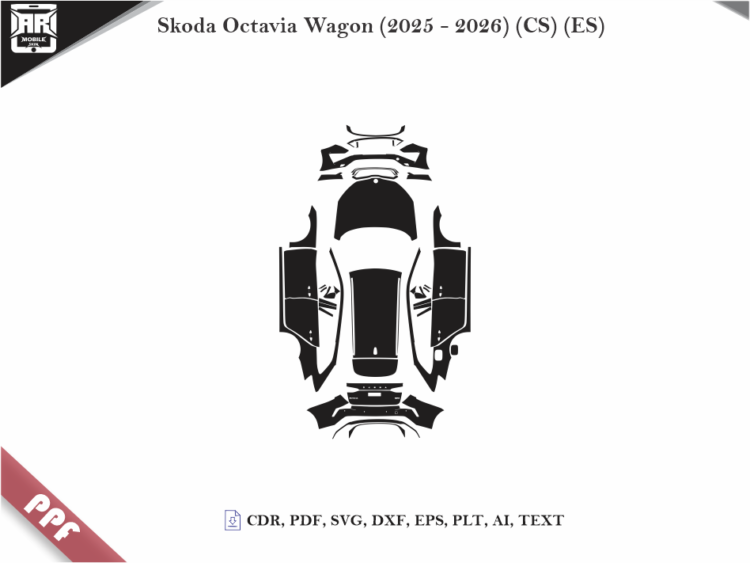 Skoda Octavia Wagon (2025 - 2026) (CS) (ES) Car Body PPF Cutting Template