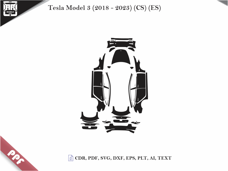 Tesla Model 3 (2018 - 2023) (CS) (ES) Car Body PPF Cutting Template