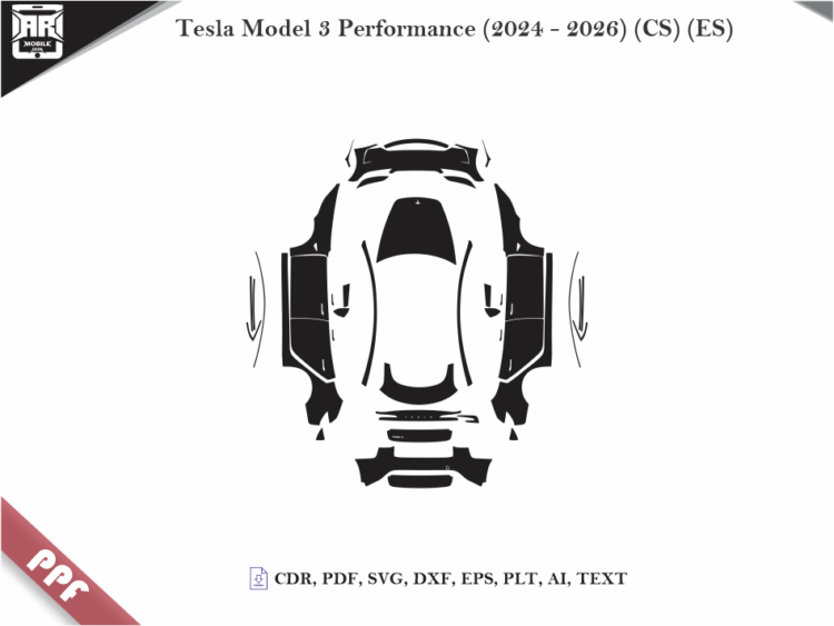 Tesla Model 3 Performance (2024 – 2026) Full Car Body PPF Cutting Template