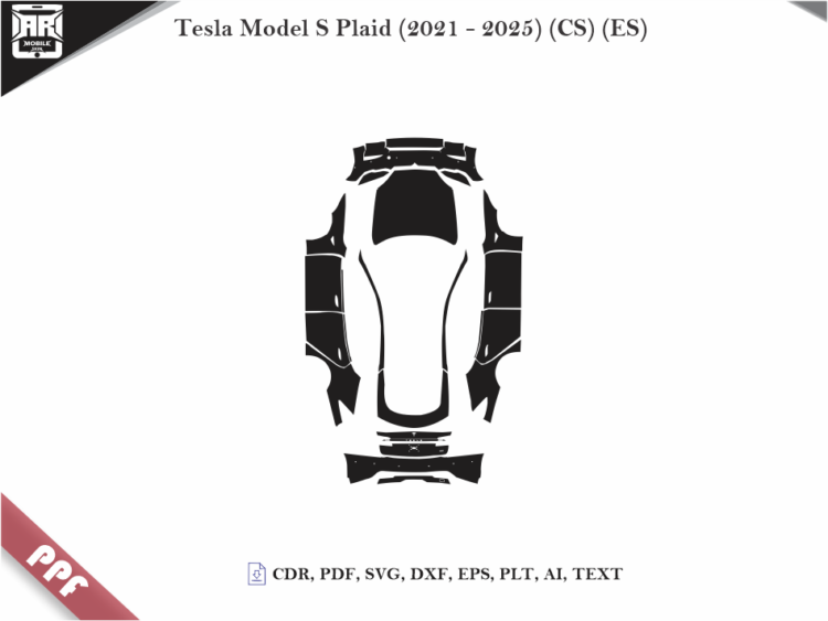 Tesla Model S Plaid (2021 – 2025) (CS) (ES) Full Car Body PPF Cutting Template