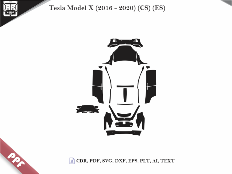 Tesla Model X (2016 – 2020) (CS) (ES) Full Car Body PPF Cutting Template