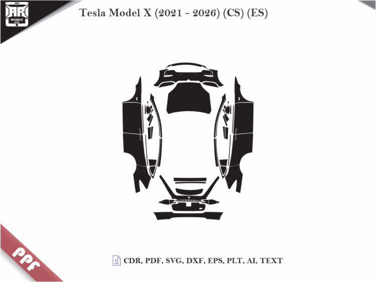 Tesla Model X (2021 – 2026) (CS) (ES) Full Car Body PPF Cutting Template