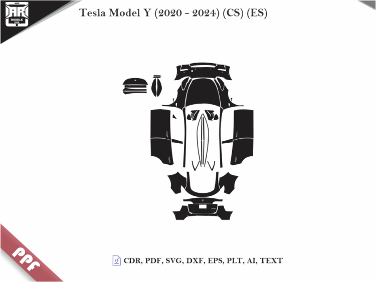 Tesla Model Y (2020 – 2024) (CS) (ES) Full Car Body PPF Cutting Template
