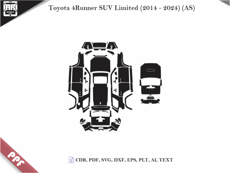 Toyota 4Runner SUV Limited (2014 – 2024) (AS) Full Car Body PPF Cutting Template