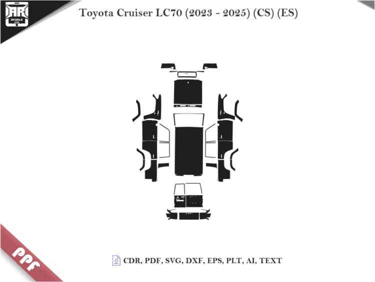 Toyota Cruiser LC70 (2023 – 2025) (CS) (ES) Full Car Body PPF Cutting Template