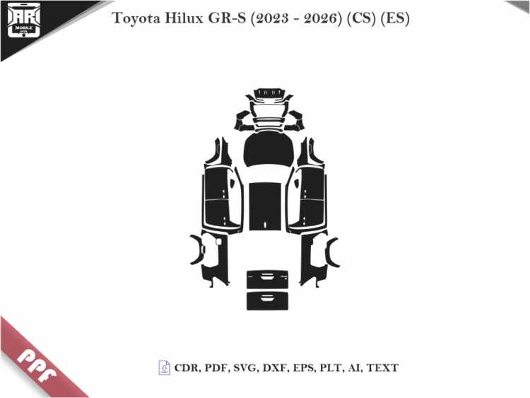 Toyota Hilux GR-S (2023 – 2026) (CS) (ES) Full Car Body PPF Cutting Template