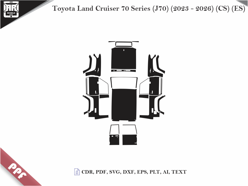 Toyota Land Cruiser 70 Series (J70) (2023 - 2026) Car Body PPF Cutting Template
