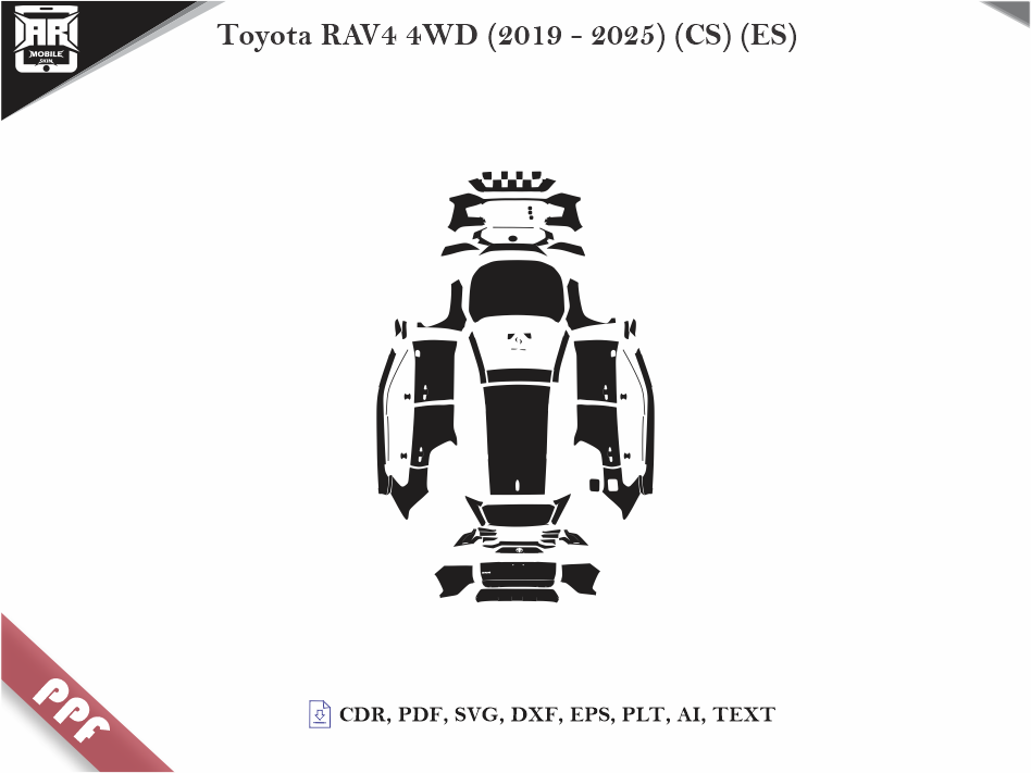 Toyota RAV4 4WD (2019 - 2025) Car Body PPF Cutting Template