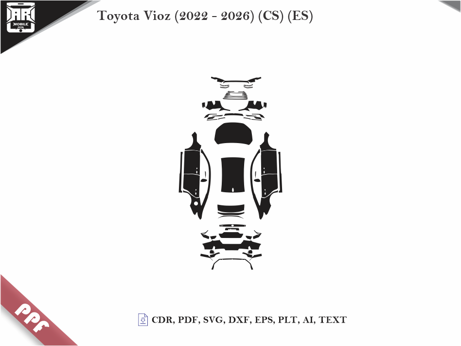 Toyota Vioz (2022 - 2026) Car Body PPF Cutting Template