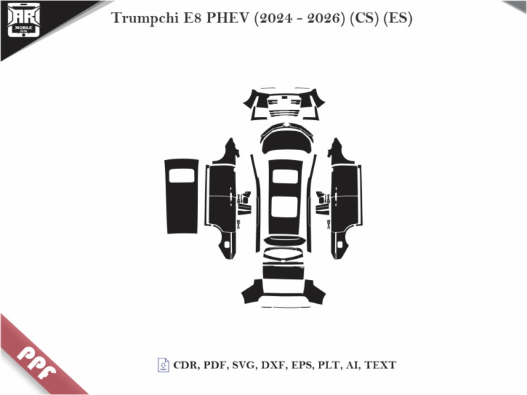 Trumpchi E8 PHEV (2024 – 2026) (CS) (ES) Full Car Body PPF Cutting Template