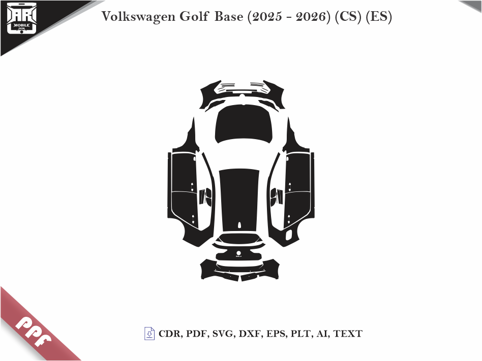 Volkswagen Golf Base (2025 - 2026) (CS) (ES) Car Body PPF Cutting Template