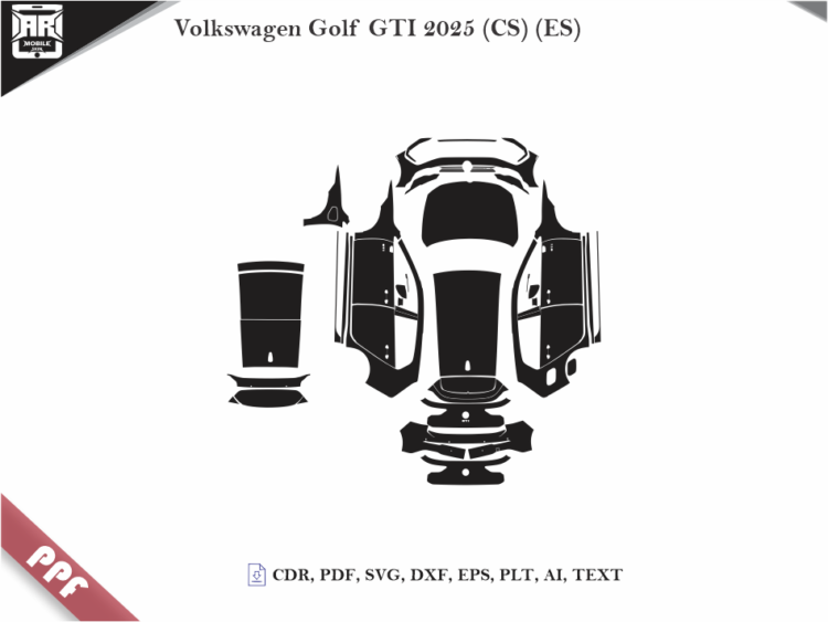Volkswagen Golf GTI 2025 (CS) (ES) Full Car Body PPF Cutting Template