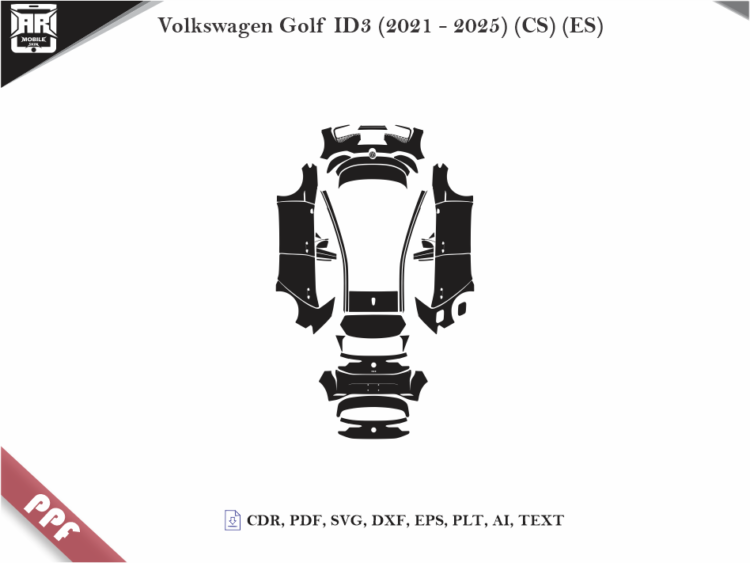 Volkswagen Golf ID3 (2021 – 2025) (CS) (ES) Full Car Body PPF Cutting Template