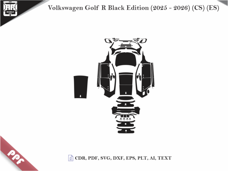 Volkswagen Golf R Black Edition (2025 – 2026) (CS) (ES) Full Car Body PPF Cutting Template