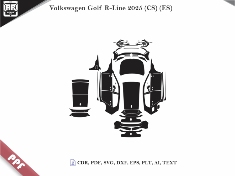 Volkswagen Golf R-Line 2025 Car Body PPF Cutting Template
