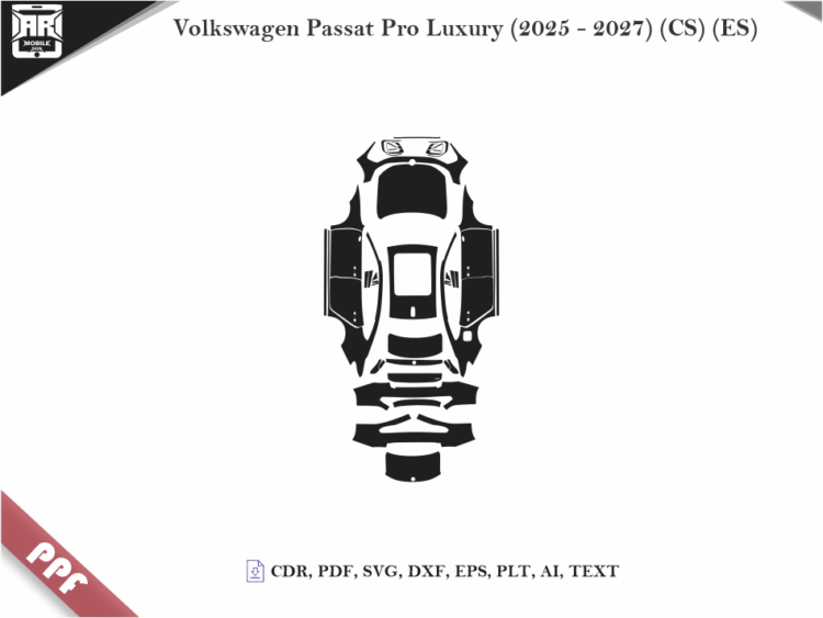 Volkswagen Passat Pro Luxury (2025 – 2027) (CS) (ES) Full Car Body PPF Cutting Template