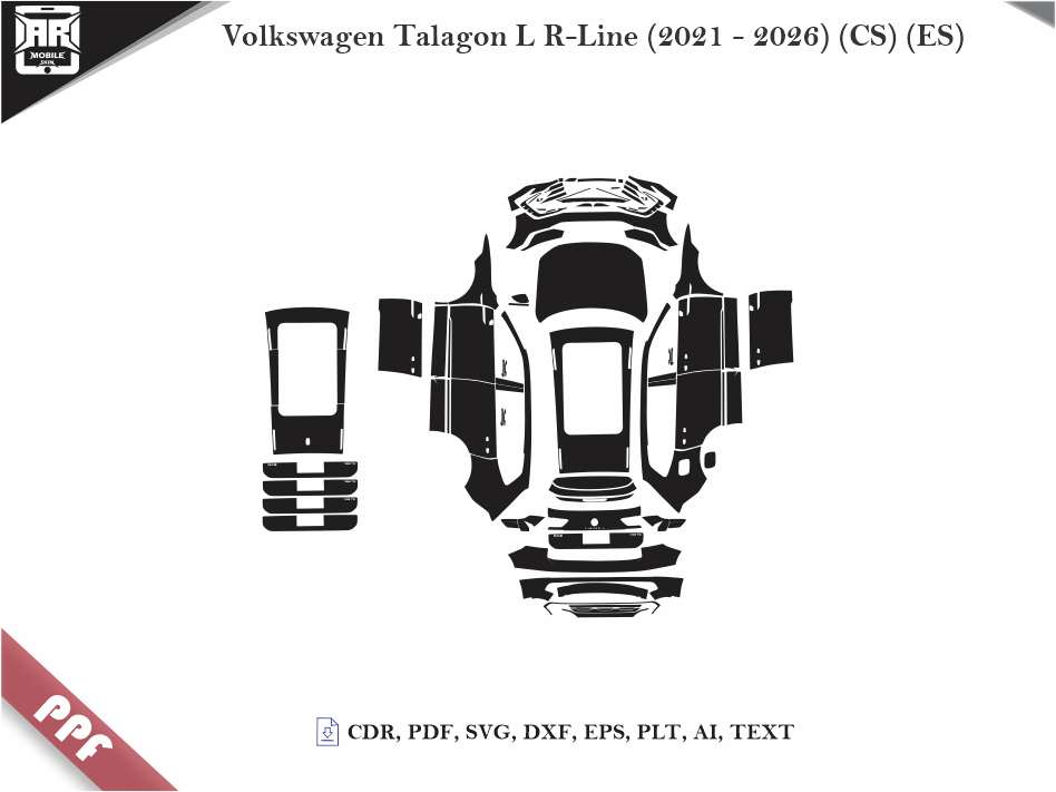 Volkswagen Talagon L R-Line (2021 - 2026) Car Body PPF Cutting Template