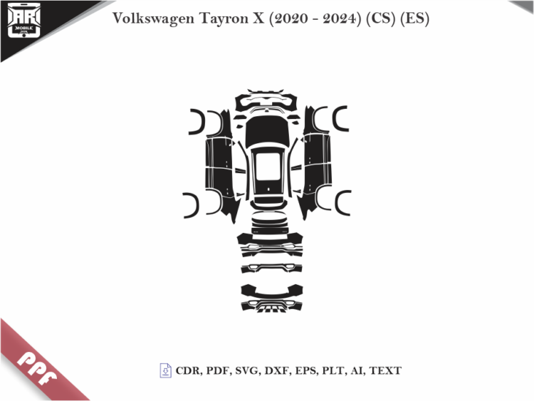 Volkswagen Tayron X (2020 – 2024) (CS) (ES) Full Car Body PPF Cutting Template