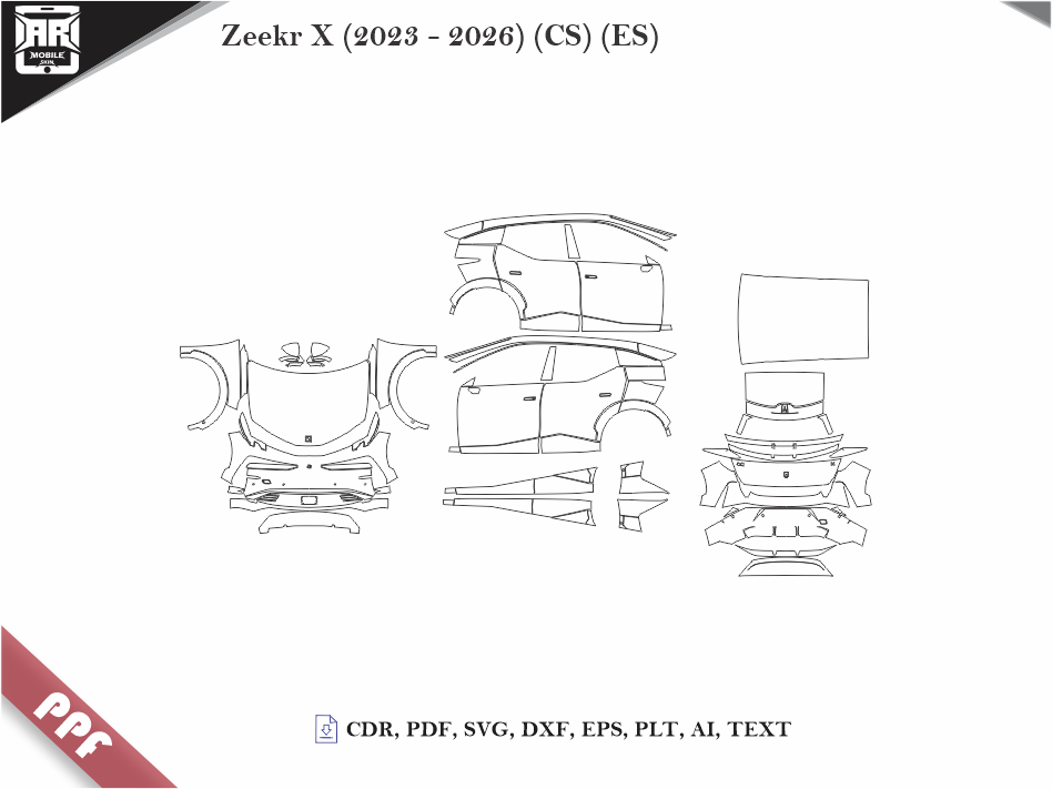 Zeekr X (2023 - 2026) Car Body PPF Cutting Template