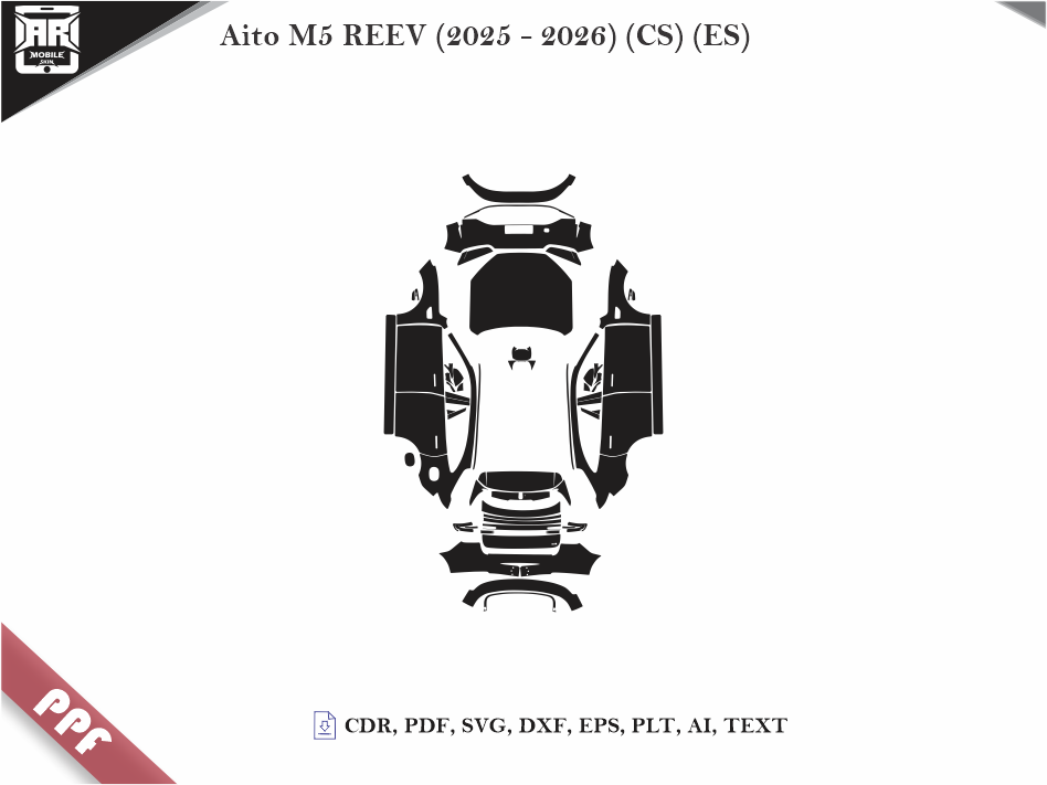 Aito M5 REEV (2025 - 2026) (CS) (ES) Car Body PPF Cutting Template